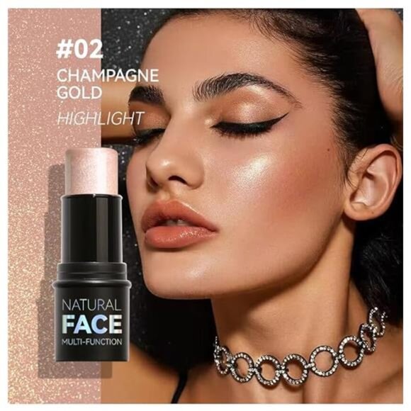 ✨ 3-Piece Cream Contour Stick Set – Highlighter, Blush & Bronzer with Brush - Picture 5 of 8